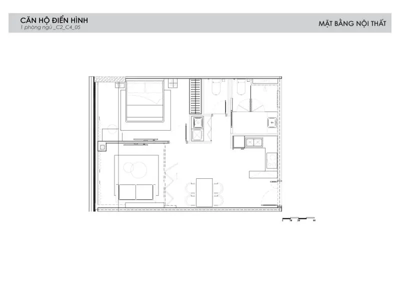 Mặt bằng nội thất căn 1PN