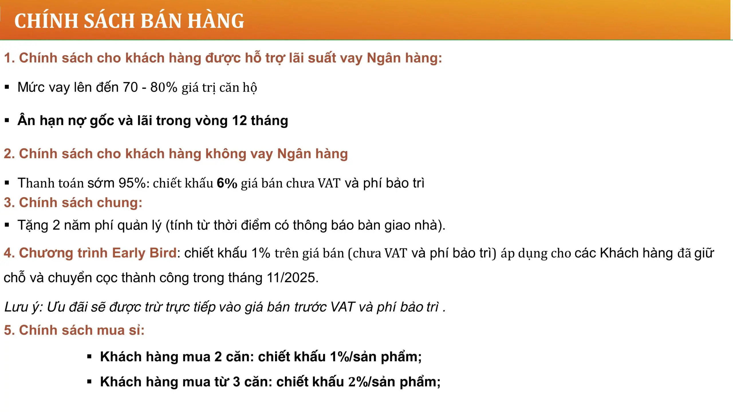 Chính sách bán hàng của Time Square