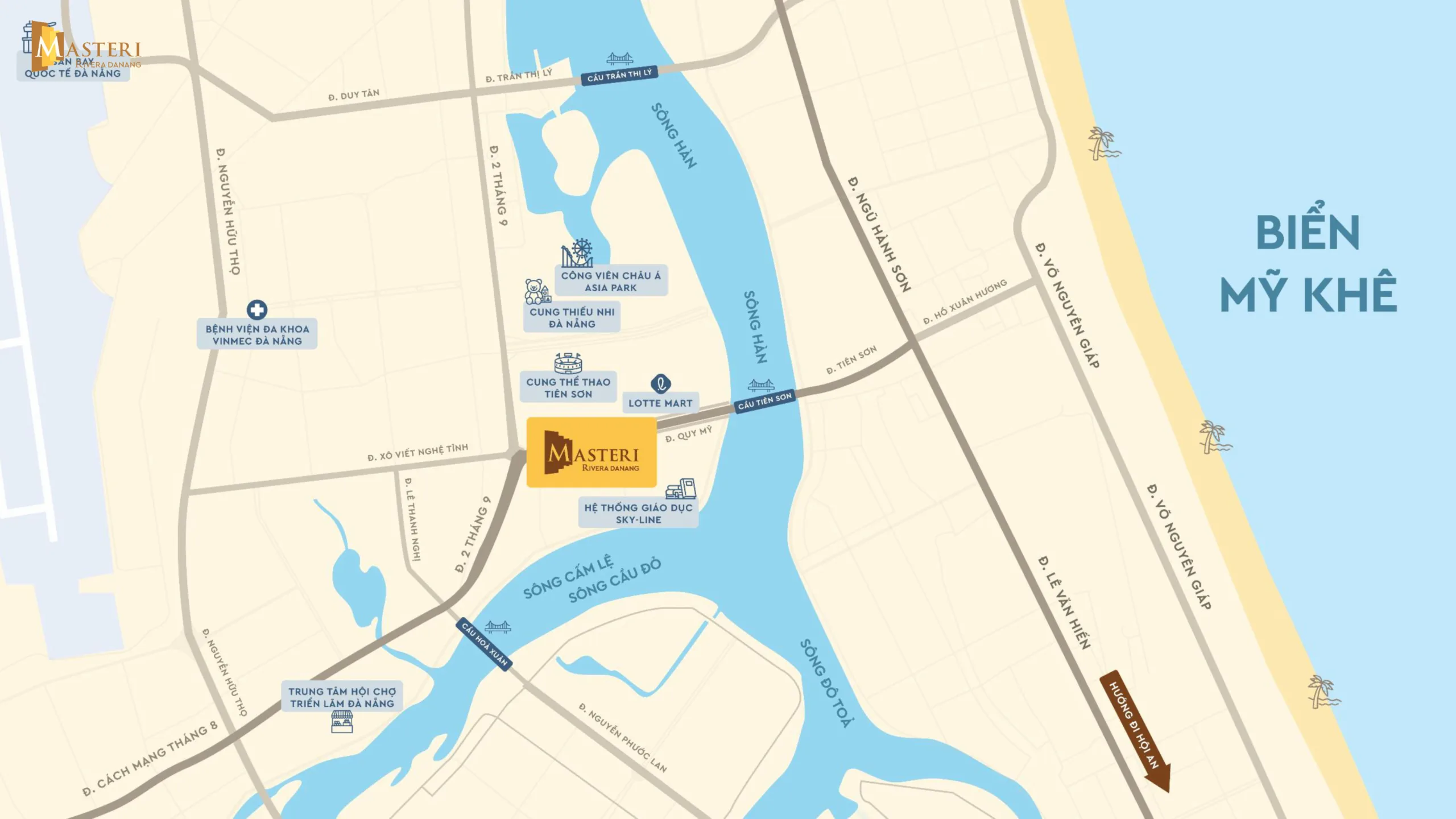 Bản đồ Masteri Rivera Da nang tại số 50 đường Quy Mỹ, phường Hoà Cường Nam, quận Hải Châu, thành phố Đà Nẵng