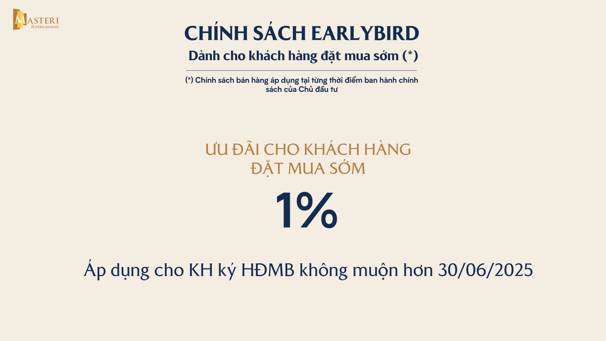 Chiết khấu 1% cho khách hàng đặt mua căn hộ sớm