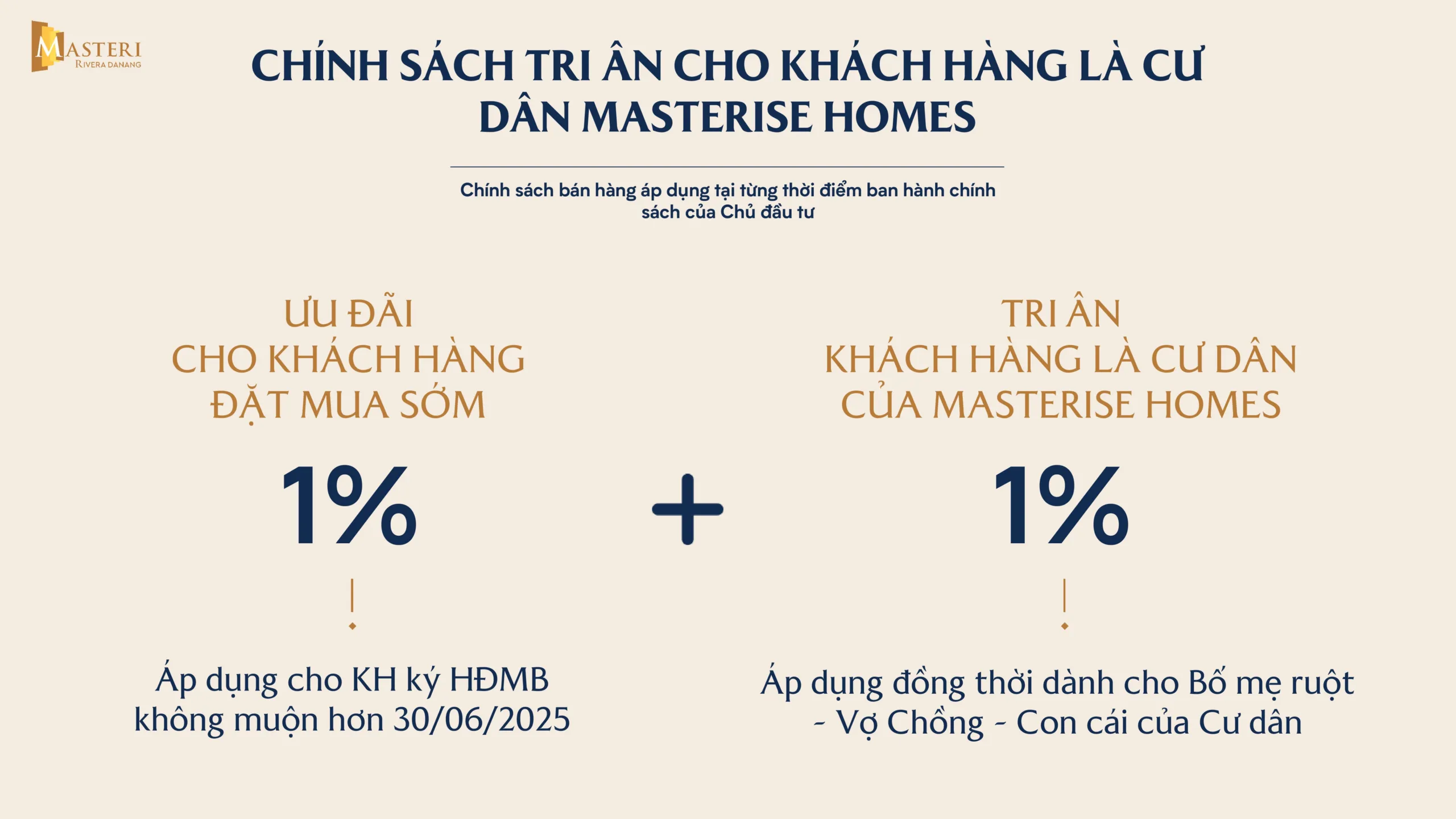 Chính sách tri ân cho KH là cư dân của Masterise Homes