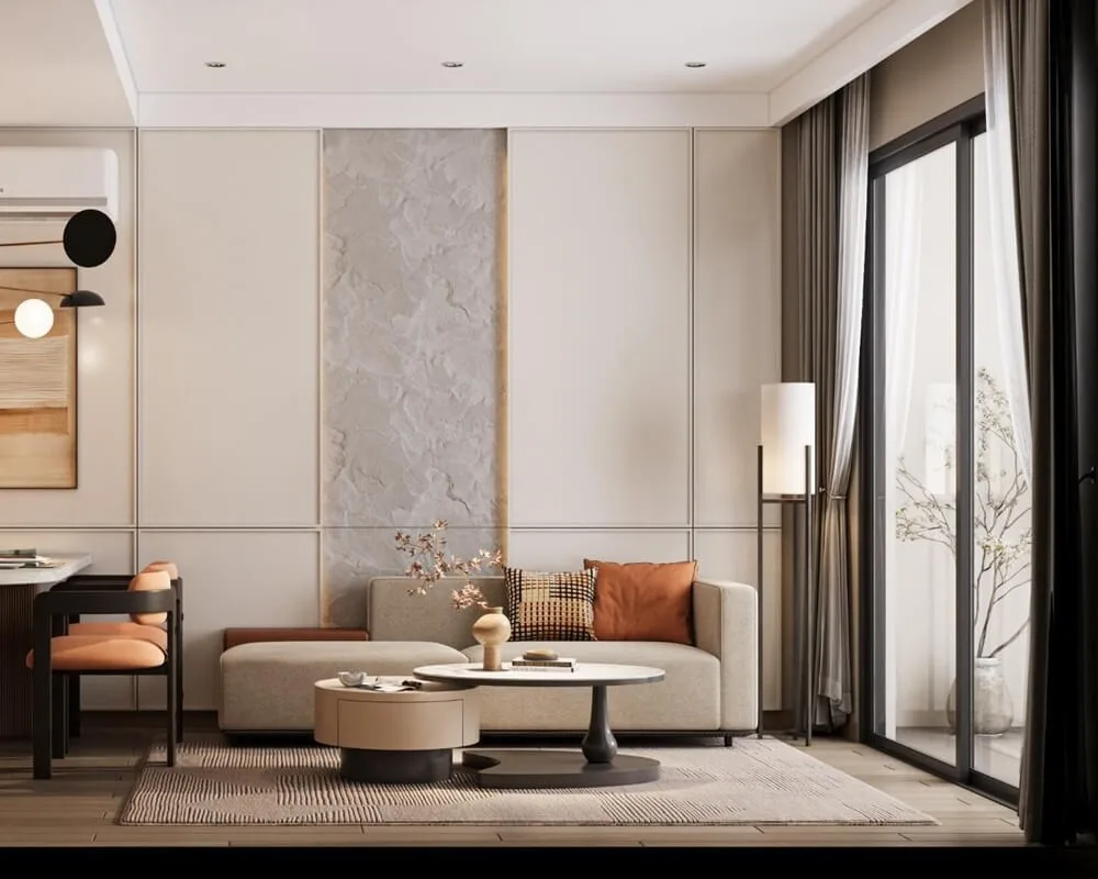 Nội thất không gian phòng khách căn hộ Masteri Rivera Danang