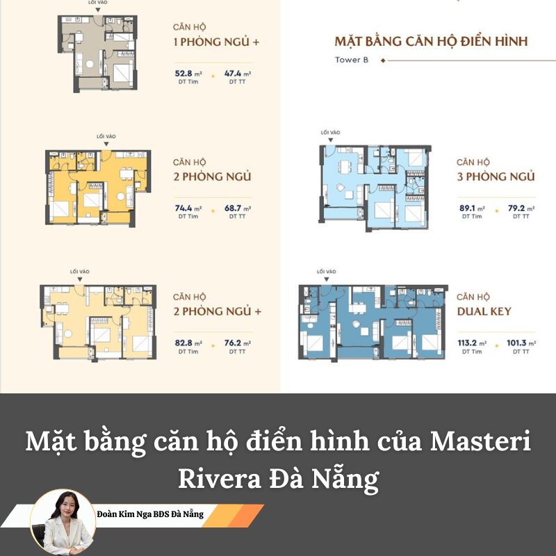 Mặt bằng căn hộ điển hình của Masteri Rivera Đà Nẵng