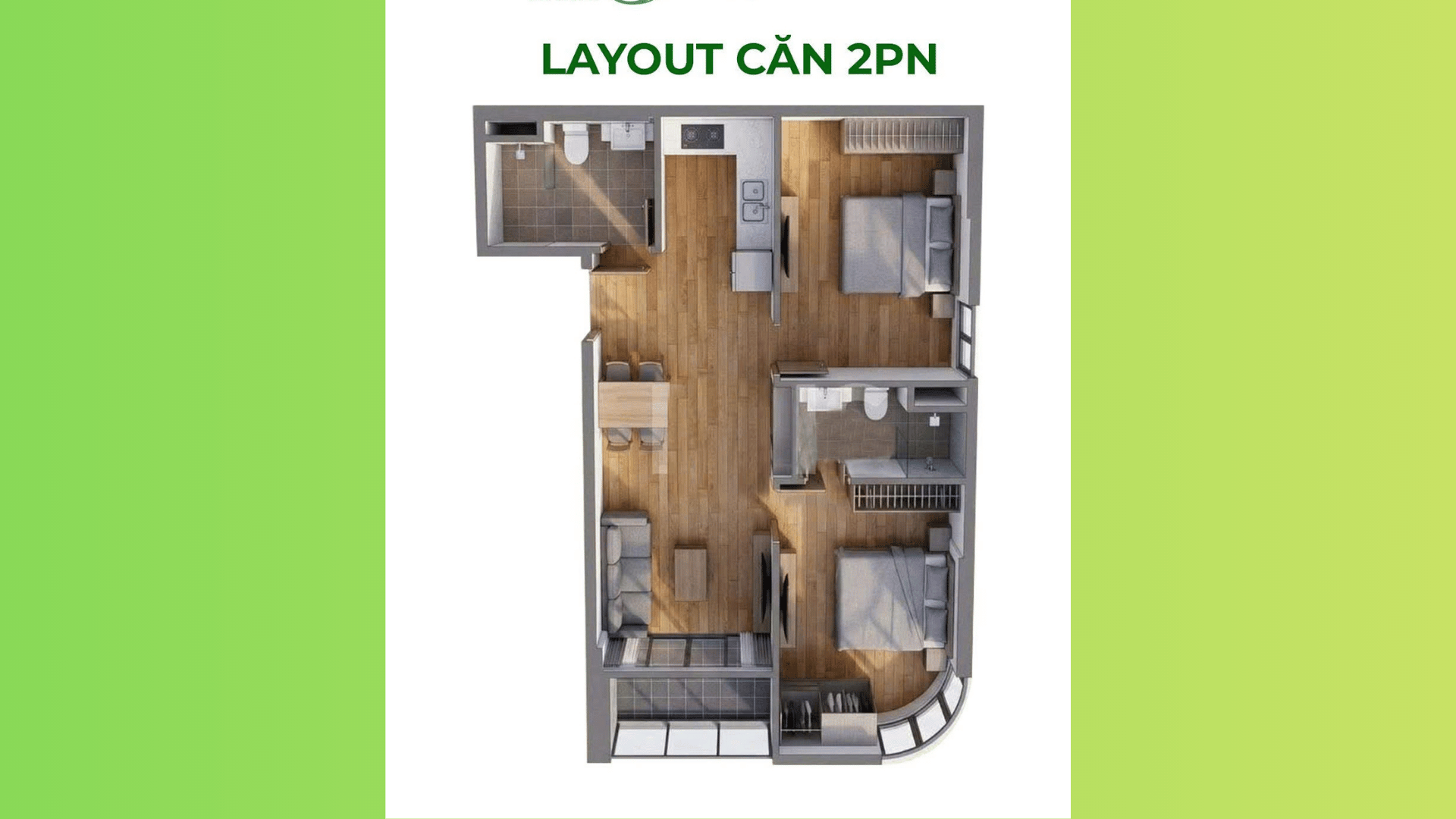 layout căn 2PN sản phẩm của fours