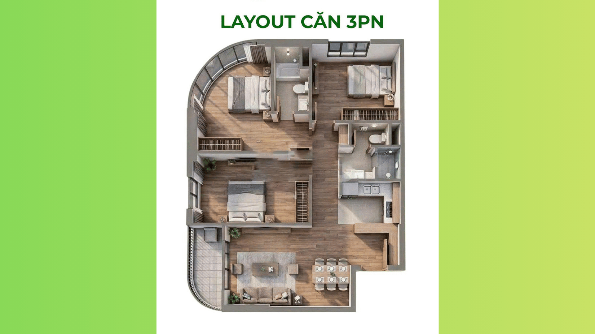 layout căn 3PN sản phẩm của fours